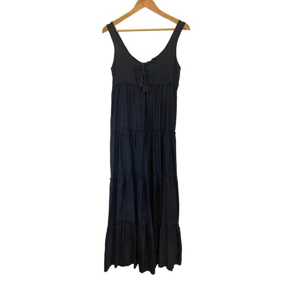 Calypso St. Barth Nettie Silk Lace Up Navy Dress - Picture 2 of 7